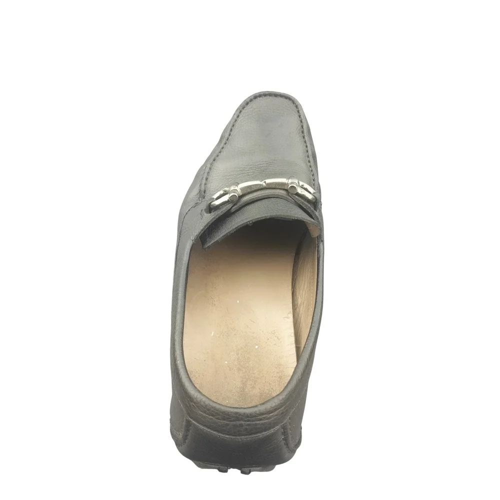 Salvatore Ferragamo Mens Black Pebbled Leather Gancini Bit Driving Loafers Italy
